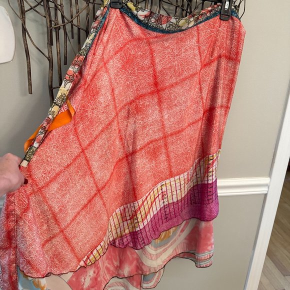 Silk Skirt, Tie Skirt, Bohemian style - Picture 7 of 7